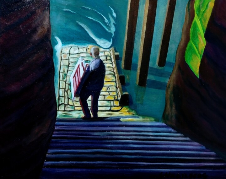 Pintura titulada "La bajada" por Saúl Nagelberg, Obra de arte original, Oleo