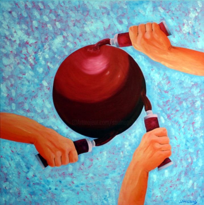 Pintura titulada "Esfera roja" por Saúl Nagelberg, Obra de arte original, Oleo
