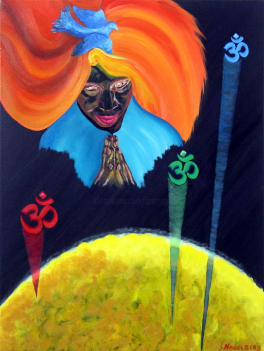 Painting titled "Om Shanti Om (Por l…" by Saúl Nagelberg, Original Artwork, Oil