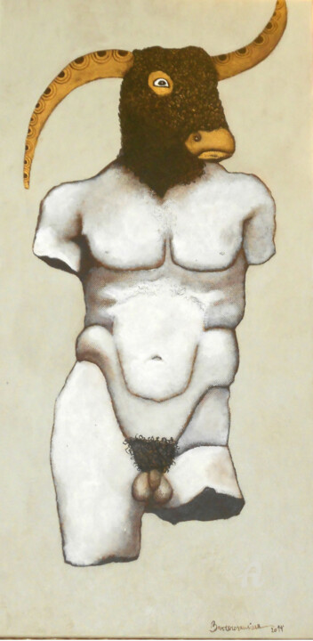 Peinture intitulée "Minotauro con cuerp…" par Saurina Barrero, Œuvre d'art originale, Acrylique
