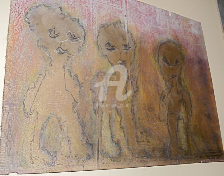 Painting titled "Les 3 graces." by Fernand Sauthier, Original Artwork, Acrylic