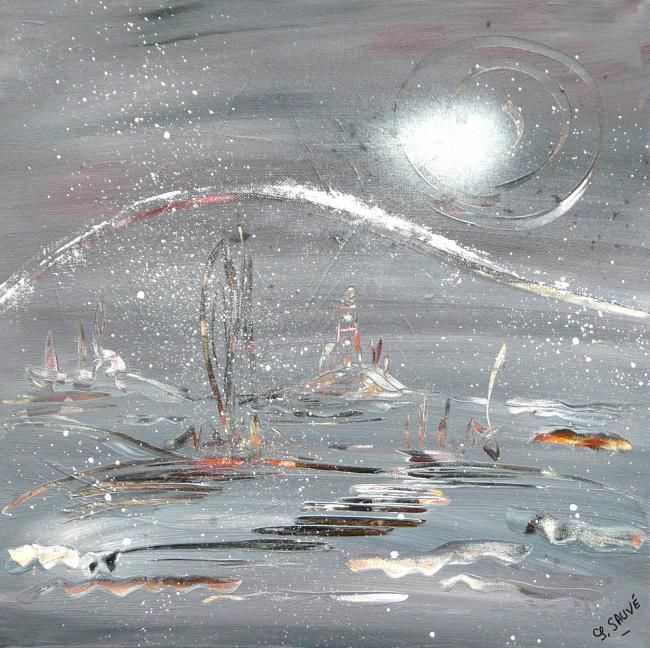 Painting titled "Bourrasque marine .…" by Sylvie Sauvé, Original Artwork