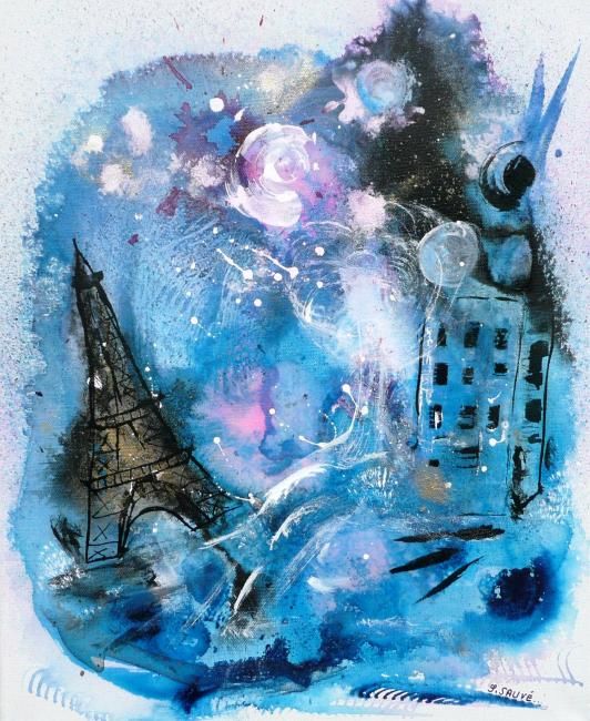 Painting titled "Eiffel en fête ..." by Sylvie Sauvé, Original Artwork