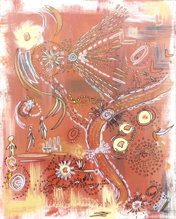 Peinture intitulée "Dreamtime ..." par Sylvie Sauvé, Œuvre d'art originale, Huile