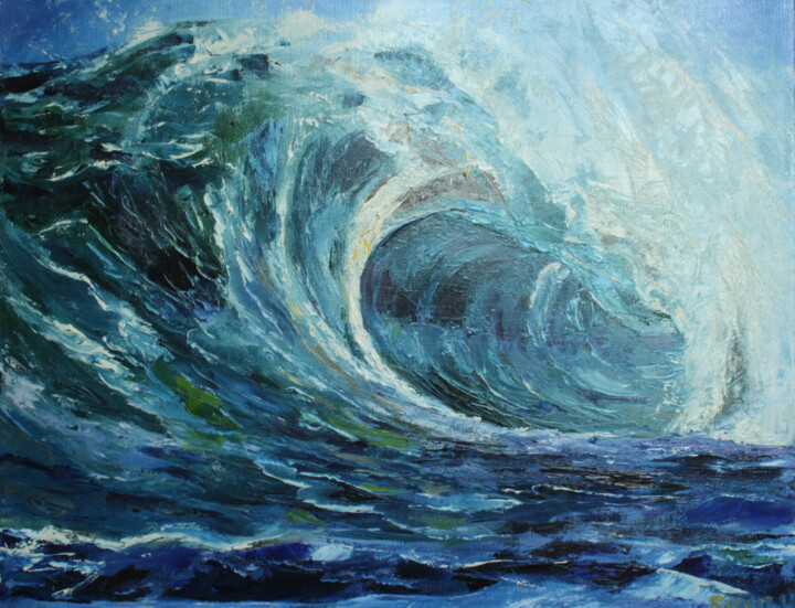 Painting titled "wave" by Sava, Original Artwork, Oil