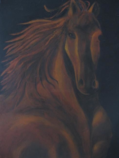 Painting titled "buste de cheval" by Sandrine Ribeiro, Original Artwork