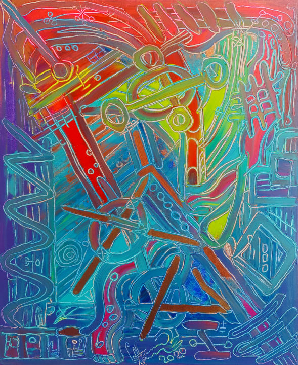 Peinture intitulée "Bronze Dance" par Andrey Savchenko, Œuvre d'art originale, Acrylique Monté sur Châssis en bois