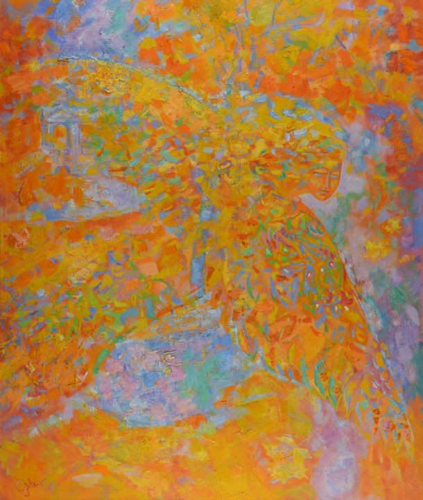 Painting titled "Осень в Пушкине" by Natalya Savenkova, Original Art, Oil
