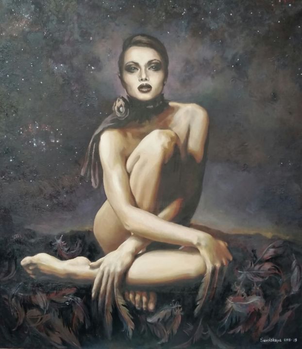 Картина под названием "Её тайна" - Svetlana Savitskaya, Подлинное произведение искусства, Масло Установлен на Деревянная рам…