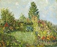 Картина под названием "Цветы в саду - Flow…" - Mihail Savitsky, Подлинное произведение искусства