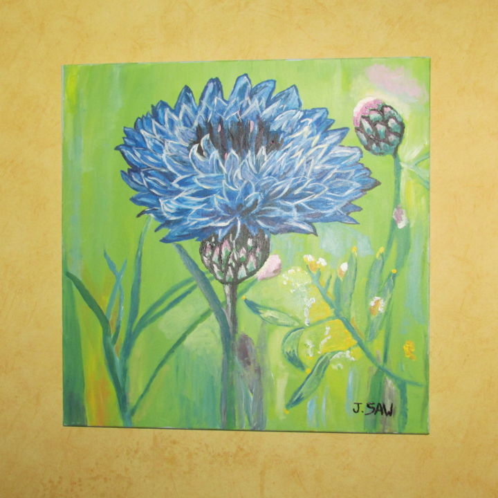 Peinture intitulée "bleuet de champs" par Jocelyne Planeix, Œuvre d'art originale, Acrylique