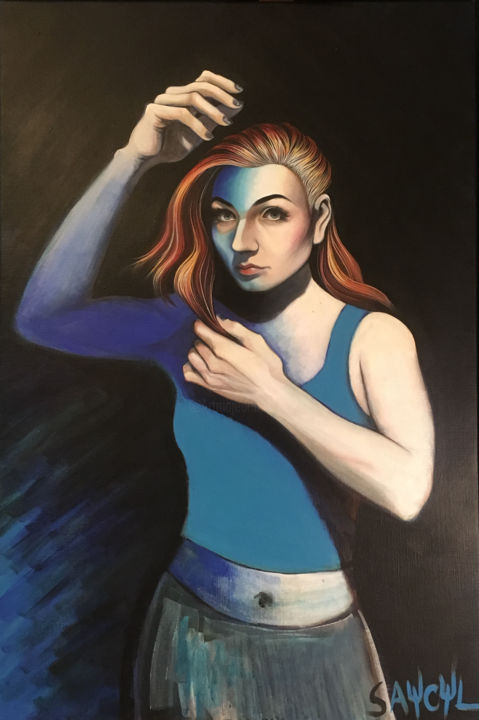 Schilderij getiteld "Saycyl Blue Wilma 2…" door Saycyl, Origineel Kunstwerk, Acryl