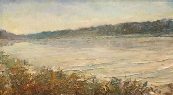 Картина под названием "Волны Западной Двины" - Уладзімір Сайко, Подлинное произведение искусства, Масло