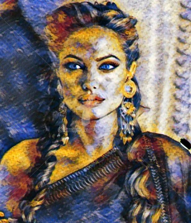 Digital Arts titled "Jolie and her Roman…" by Saeed Bagsair, Original Artwork, Digital Painting