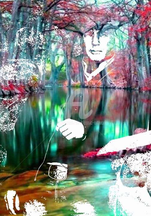 Digitale Kunst mit dem Titel "Kevin Costner surre…" von Saeed Bagsair, Original-Kunstwerk, Digitale Malerei