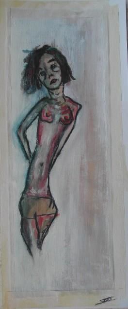 Painting titled "Première pose" by Stef B, Original Artwork
