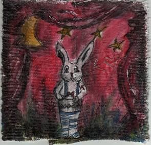 Peinture intitulée "petit lapin" par Stef B, Œuvre d'art originale