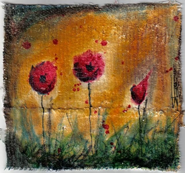Painting titled "coquelicots" by Stef B, Original Artwork