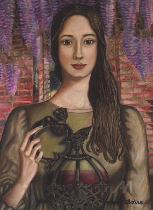 Pittura intitolato "cameriera" da Sbatina, Opera d'arte originale, Pastello Montato su Barella di tela
