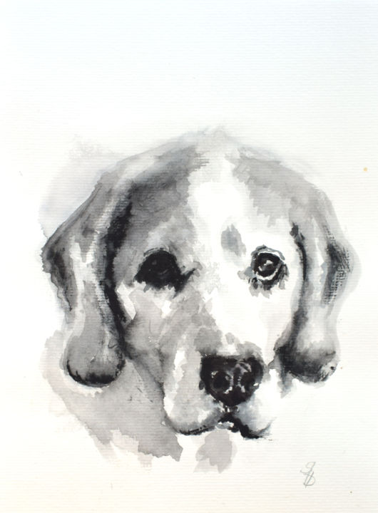 Drawing titled "Dog I" by Sbboursot, Original Artwork, Ink