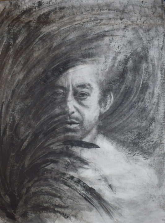 Drawing titled "Serge" by Sbboursot, Original Artwork, Charcoal
