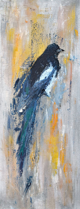 Painting titled "Magpie V" by Sbboursot, Original Artwork, Acrylic