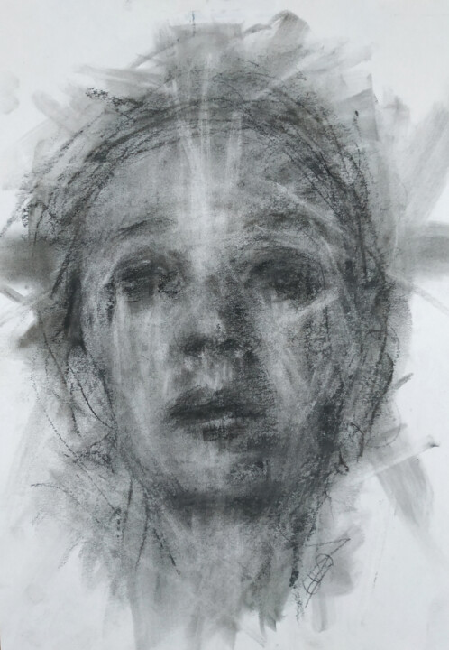 Рисунок под названием "Abstract Woman" - Sbboursot, Подлинное произведение искусства, Древесный уголь
