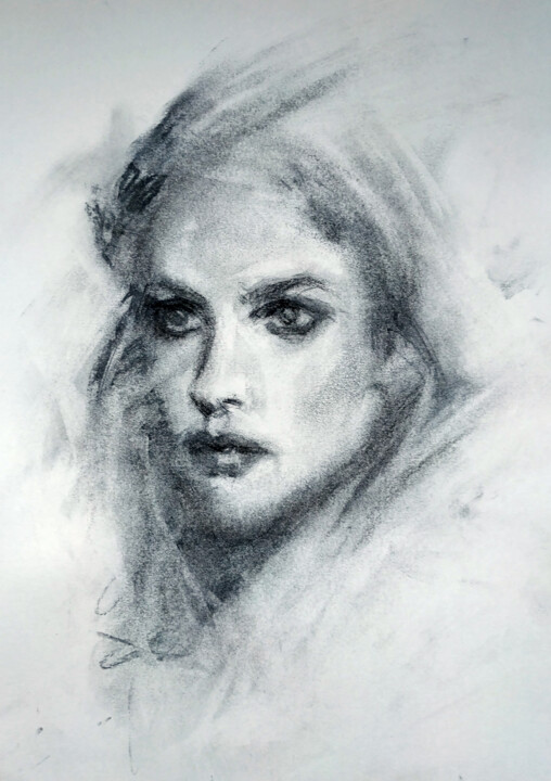 Drawing titled "Sketch V" by Sbboursot, Original Artwork, Charcoal