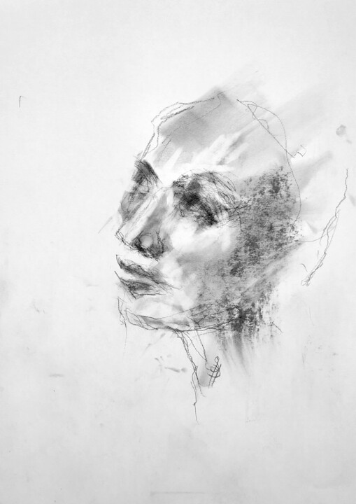 Drawing titled "Lookin' Up 2" by Sbboursot, Original Artwork, Charcoal