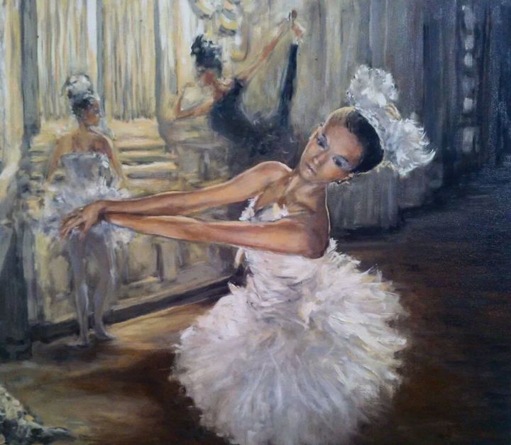 Painting titled "ballet lesson" by Sebastian Beianu, Original Artwork, Oil