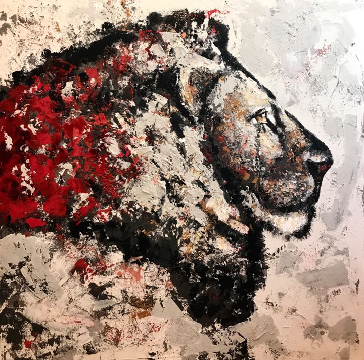 Painting titled "the king" by Sylvain Berthaume "Bth", Original Artwork, Concrete