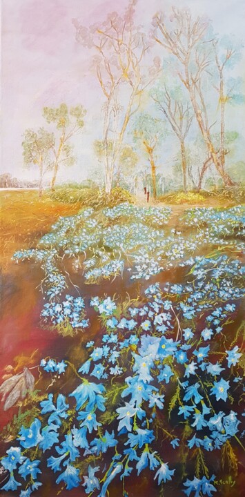 Pintura intitulada "Field of Blue - Lec…" por Scally Art, Obras de arte originais, Óleo