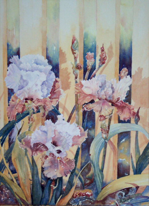 Painting titled "Iris" by Scally Art, Original Artwork, Watercolor