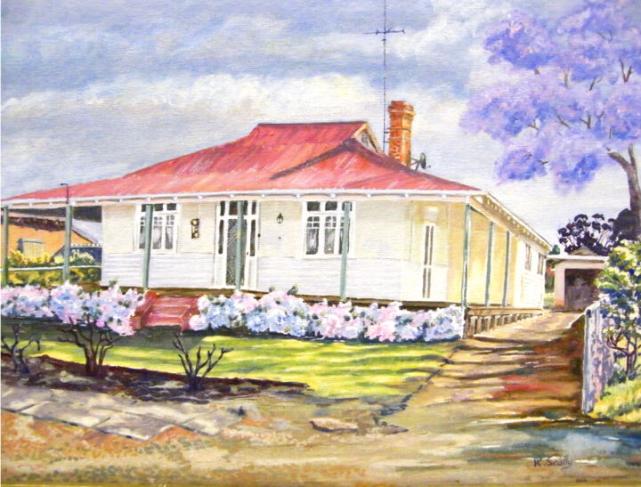 Painting titled "House Taylor St. -…" by Scally Art, Original Artwork, Oil