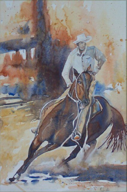 Painting titled "Working Horse" by Scally Art, Original Artwork, Oil