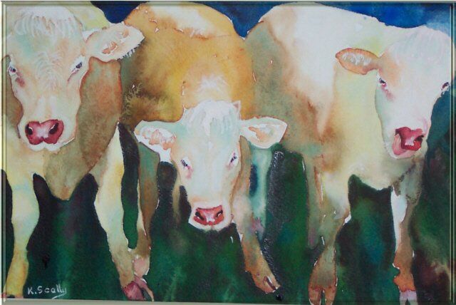 Painting titled "Cow Licks - Tongue…" by Scally Art, Original Artwork, Oil