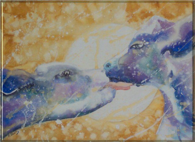 "Cow Licks - Blue Mo…" başlıklı Tablo Scally Art tarafından, Orijinal sanat, Petrol