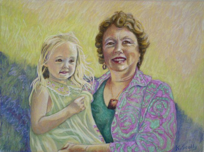 Painting titled "Zara and Dianne .jpg" by Scally Art, Original Artwork, Oil