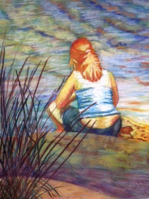 Painting titled "Reflective" by Scally Art, Original Artwork, Pastel