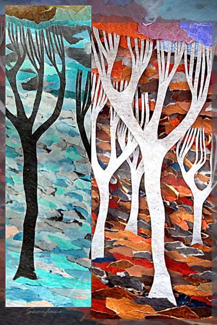 Arte digitale intitolato "alberi double" da Scarface, Opera d'arte originale