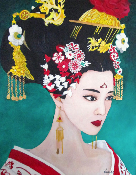 Painting titled "Concubine" by Scarlet, Original Artwork, Acrylic