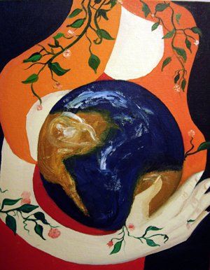 Painting titled "Mother Earth" by Scarlet, Original Artwork, Oil