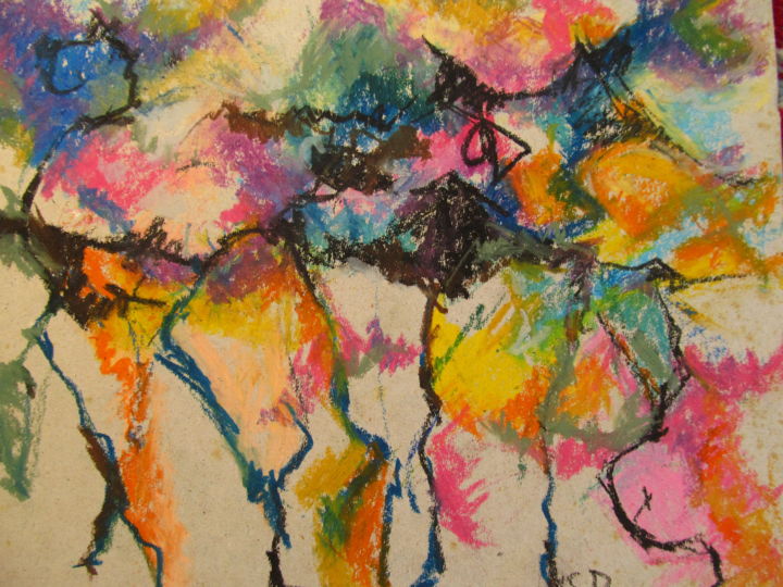 Peinture intitulée "fragments d'univers" par Sieu-Dinh Ly, Œuvre d'art originale, Pastel