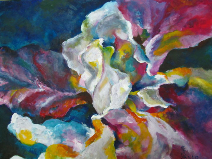 Painting titled "IRIS I" by Sieu-Dinh Ly, Original Artwork, Oil