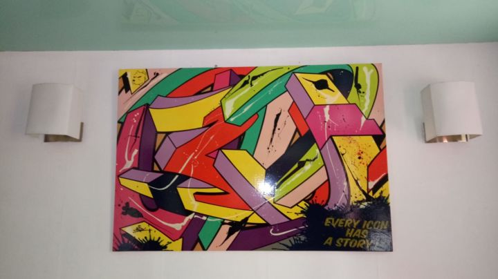 Painting titled "Streetart" by Ers, Original Artwork, Spray paint Mounted on Wood Stretcher frame