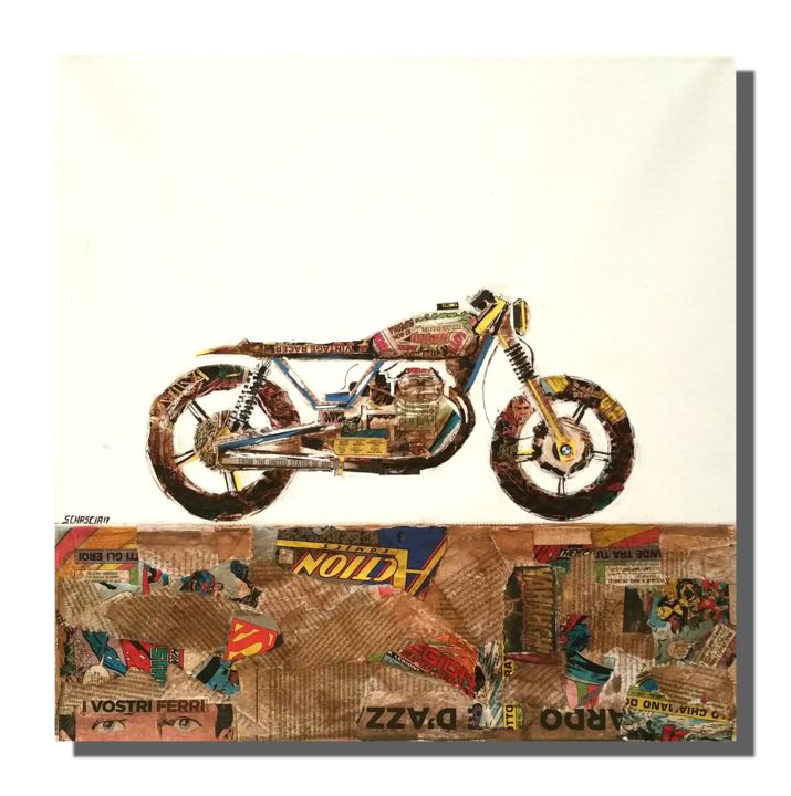 Peinture intitulée "Guzzone Cafe Racer" par Schascia, Œuvre d'art originale