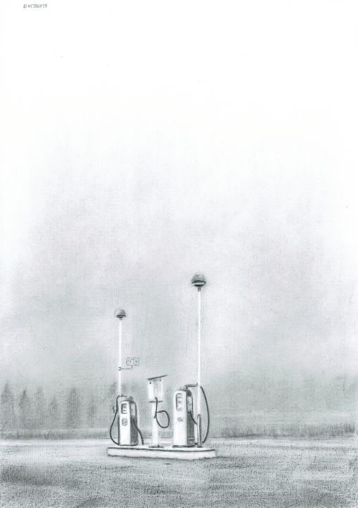 Disegno intitolato "The last refueling" da Schascia, Opera d'arte originale, Matita