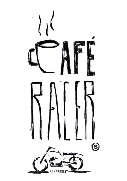 Pittura intitolato "Logo Cafe Racer" da Schascia, Opera d'arte originale, Acrilico
