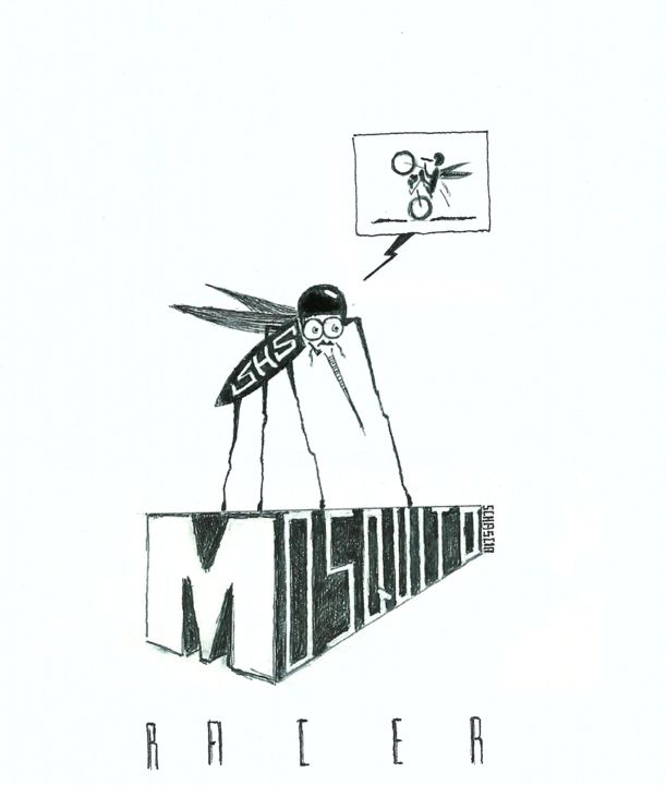 Rysunek zatytułowany „Mosquito Racer” autorstwa Schascia, Oryginalna praca, Atrament