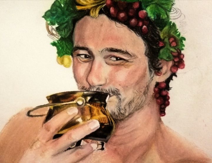 Drawing titled "Dionysos" by Sokary, Original Artwork, Pencil